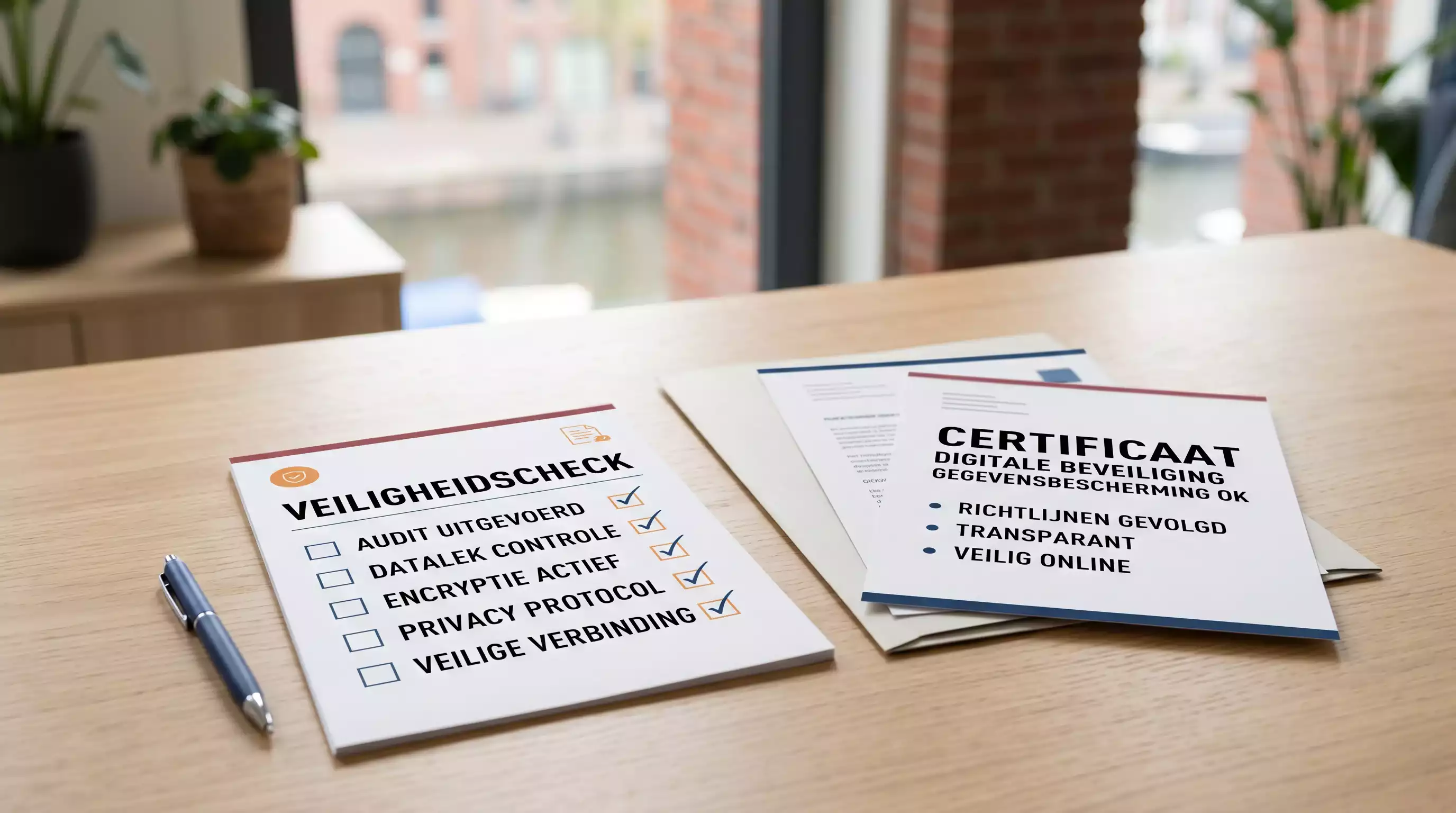 Rustige werktafel met officiële controlepunten voor online kansspelen